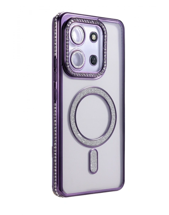 Newface Xiaomi Redmi 15C 4G Joke Simli Magneticsafe Kılıf - Derin Mor