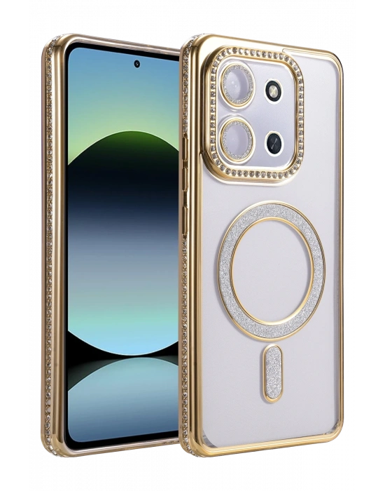 Newface Xiaomi Redmi 15C 4G Joke Simli Magneticsafe Kılıf - Gold