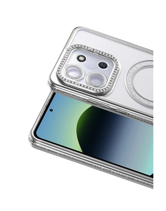 Newface Xiaomi Redmi 15C 4G Joke Simli Magneticsafe Kılıf - Gümüş