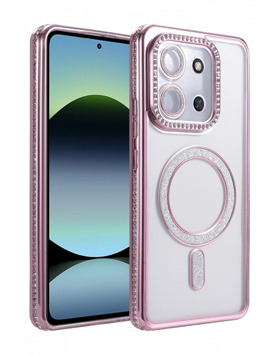 Newface Xiaomi Redmi 15C 4G Joke Simli Magneticsafe Kılıf - Pembe