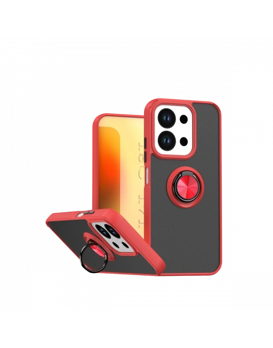 Newface Xiaomi Redmi 15C 4G Montreal Yüzüklü Silikon Kapak - Kırmızı
