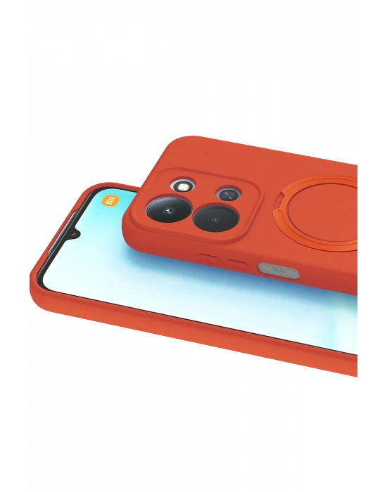 Newface Xiaomi Redmi 15C 4G Regal Magsafe Standlı Kapak - Turuncu