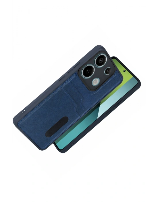 Newface Xiaomi Redmi 15C 4G Sara Kartvizitli Deri Kılıf - Lacivert