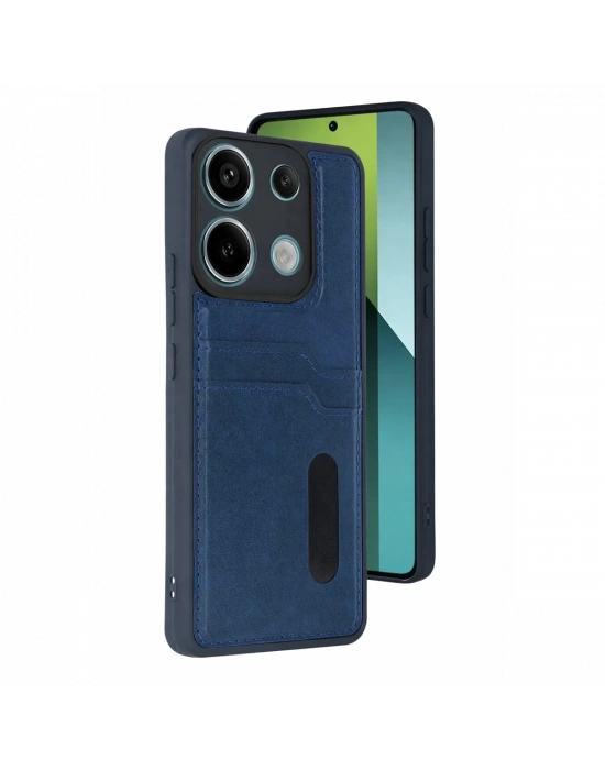 Newface Xiaomi Redmi 15C 4G Sara Kartvizitli Deri Kılıf - Lacivert