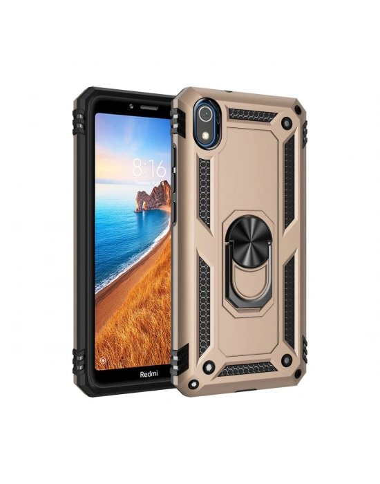 Newface Xiaomi Redmi 7A Kılıf Sofya Yüzüklü Silikon Kapak - Gold