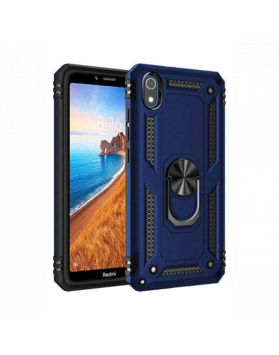 Newface Xiaomi Redmi 7A Kılıf Sofya Yüzüklü Silikon Kapak - Lacivert