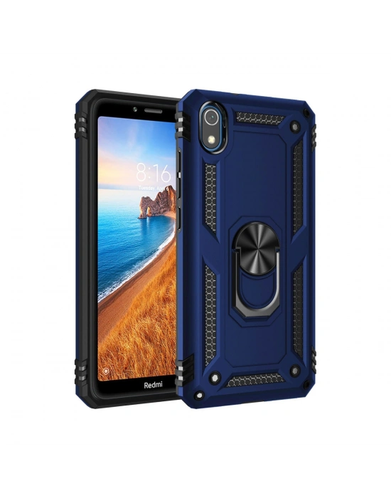 Newface Xiaomi Redmi 7A Kılıf Sofya Yüzüklü Silikon Kapak - Lacivert