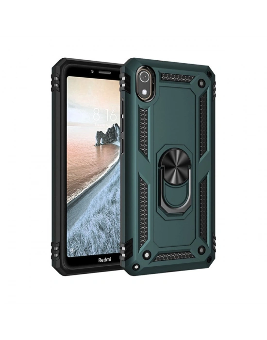 Newface Xiaomi Redmi 7A Kılıf Sofya Yüzüklü Silikon Kapak - Yeşil