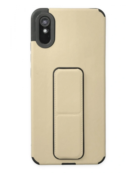 Newface Xiaomi Redmi 9A Kılıf Mega Standlı Silikon - Gold