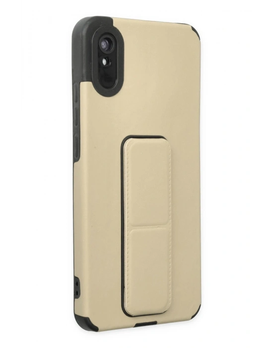 Newface Xiaomi Redmi 9A Kılıf Mega Standlı Silikon - Gold