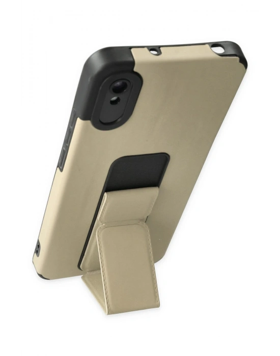 Newface Xiaomi Redmi 9A Kılıf Mega Standlı Silikon - Gold