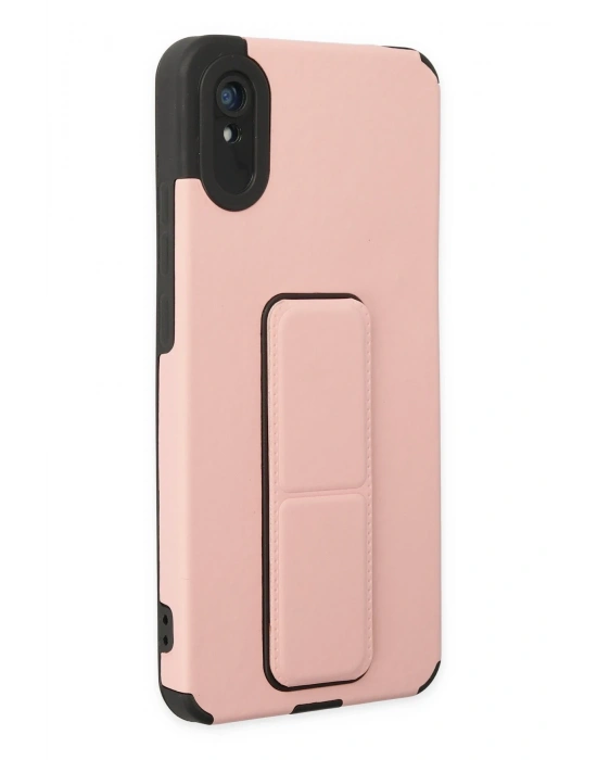 Newface Xiaomi Redmi 9A Kılıf Mega Standlı Silikon - Pudra