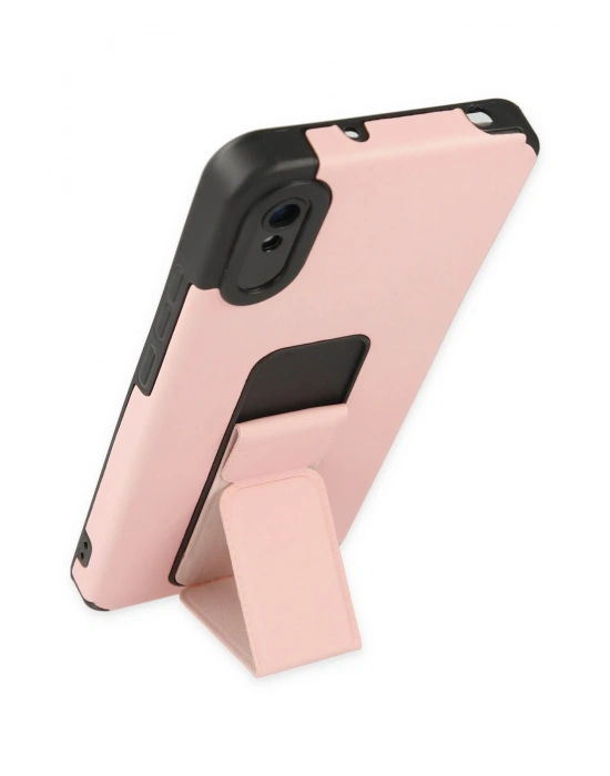 Newface Xiaomi Redmi 9A Kılıf Mega Standlı Silikon - Pudra