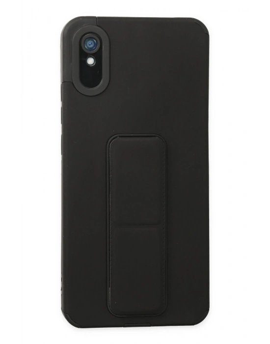 Newface Xiaomi Redmi 9A Kılıf Mega Standlı Silikon - Siyah