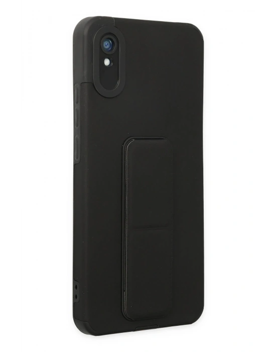Newface Xiaomi Redmi 9A Kılıf Mega Standlı Silikon - Siyah