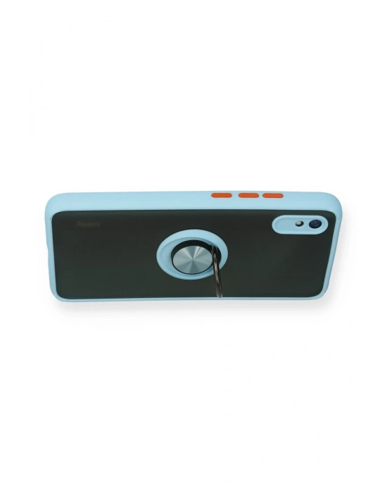 Newface Xiaomi Redmi 9A Kılıf Montreal Yüzüklü Silikon Kapak - Buz Mavi