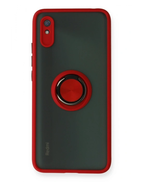 Newface Xiaomi Redmi 9A Kılıf Montreal Yüzüklü Silikon Kapak - Kırmızı