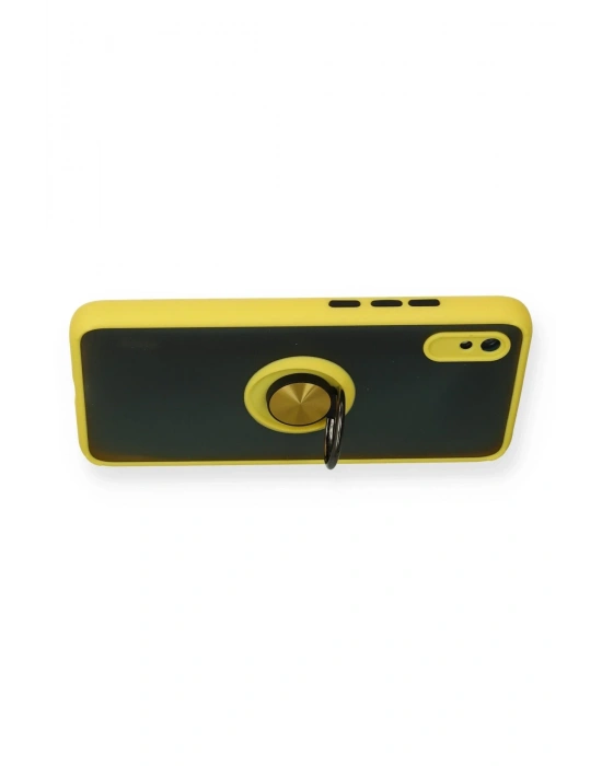 Newface Xiaomi Redmi 9A Kılıf Montreal Yüzüklü Silikon Kapak - Sarı