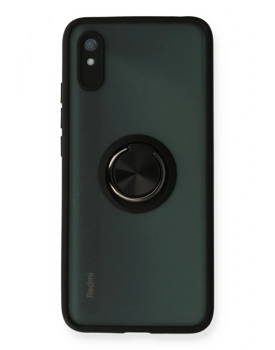 Newface Xiaomi Redmi 9A Kılıf Montreal Yüzüklü Silikon Kapak - Siyah