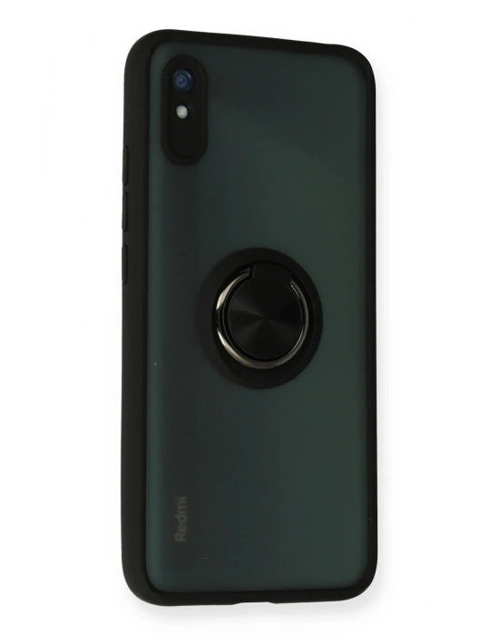 Newface Xiaomi Redmi 9A Kılıf Montreal Yüzüklü Silikon Kapak - Siyah