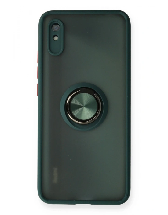 Newface Xiaomi Redmi 9A Kılıf Montreal Yüzüklü Silikon Kapak - Yeşil