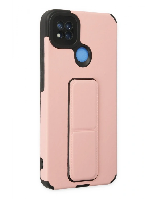 Newface Xiaomi Redmi 9C Kılıf Mega Standlı Silikon - Pudra