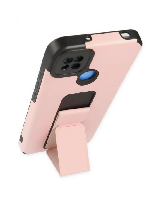 Newface Xiaomi Redmi 9C Kılıf Mega Standlı Silikon - Pudra