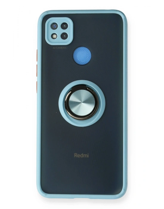 Newface Xiaomi Redmi 9C Kılıf Montreal Yüzüklü Silikon Kapak - Buz Mavi