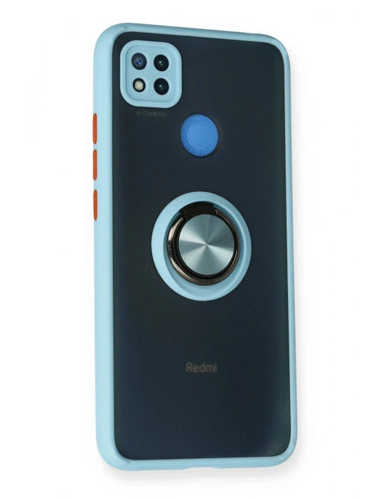 Newface Xiaomi Redmi 9C Kılıf Montreal Yüzüklü Silikon Kapak - Buz Mavi