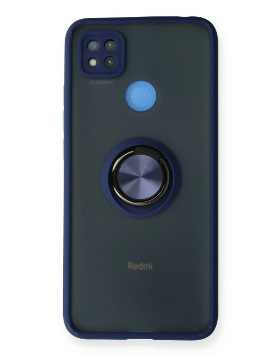 Newface Xiaomi Redmi 9C Kılıf Montreal Yüzüklü Silikon Kapak - Lacivert