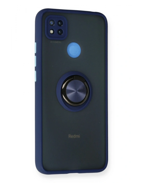 Newface Xiaomi Redmi 9C Kılıf Montreal Yüzüklü Silikon Kapak - Lacivert