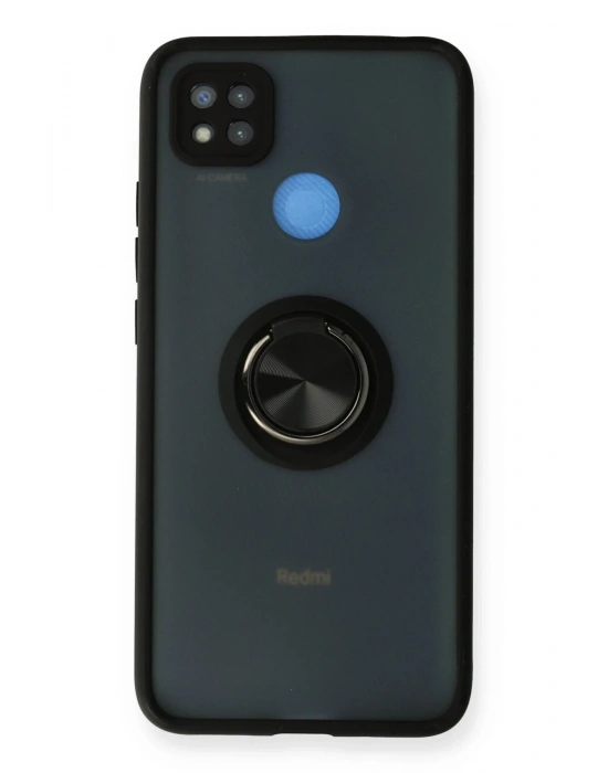 Newface Xiaomi Redmi 9C Kılıf Montreal Yüzüklü Silikon Kapak - Siyah