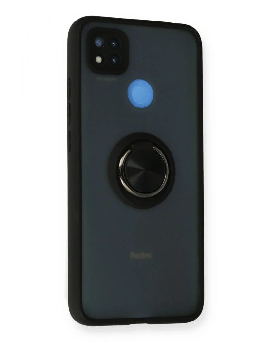 Newface Xiaomi Redmi 9C Kılıf Montreal Yüzüklü Silikon Kapak - Siyah