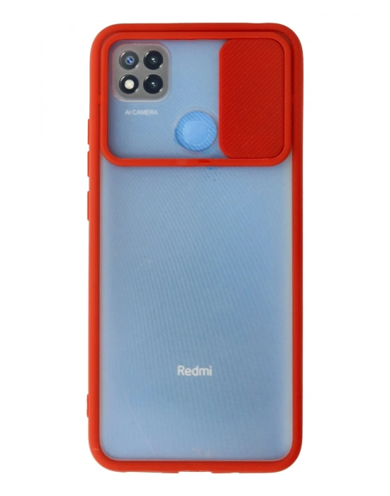 Newface Xiaomi Redmi 9C Kılıf Palm Buzlu Kamera Sürgülü Silikon - Kırmızı