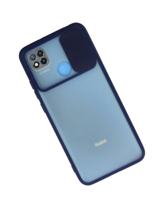 Newface Xiaomi Redmi 9C Kılıf Palm Buzlu Kamera Sürgülü Silikon - Lacivert