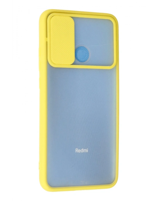 Newface Xiaomi Redmi 9C Kılıf Palm Buzlu Kamera Sürgülü Silikon - Sarı