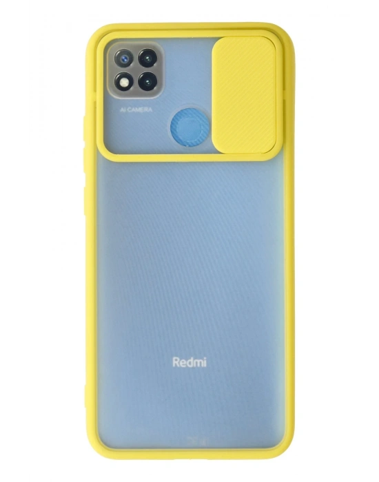 Newface Xiaomi Redmi 9C Kılıf Palm Buzlu Kamera Sürgülü Silikon - Sarı