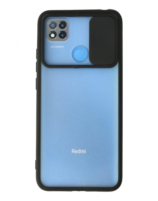 Newface Xiaomi Redmi 9C Kılıf Palm Buzlu Kamera Sürgülü Silikon - Siyah