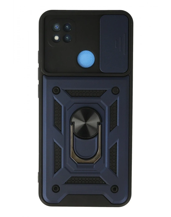 Newface Xiaomi Redmi 9C Kılıf Pars Lens Yüzüklü Silikon - Lacivert