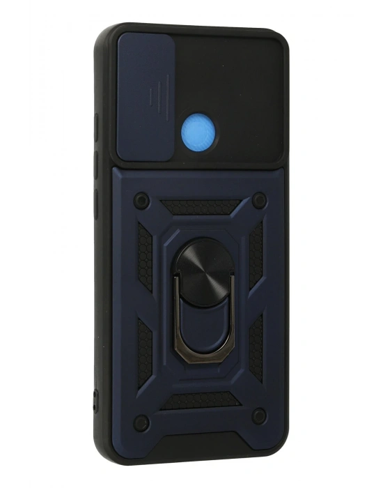 Newface Xiaomi Redmi 9C Kılıf Pars Lens Yüzüklü Silikon - Lacivert