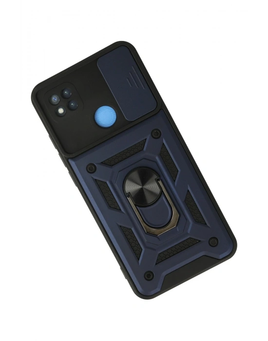 Newface Xiaomi Redmi 9C Kılıf Pars Lens Yüzüklü Silikon - Lacivert