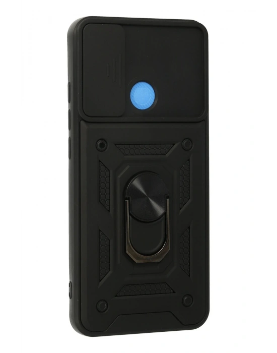 Newface Xiaomi Redmi 9C Kılıf Pars Lens Yüzüklü Silikon - Siyah