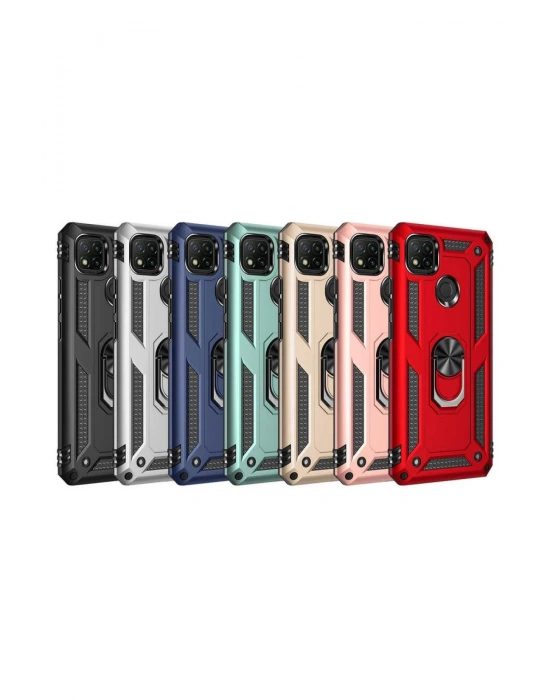 Newface Xiaomi Redmi 9C Kılıf Sofya Yüzüklü Silikon Kapak - Gold