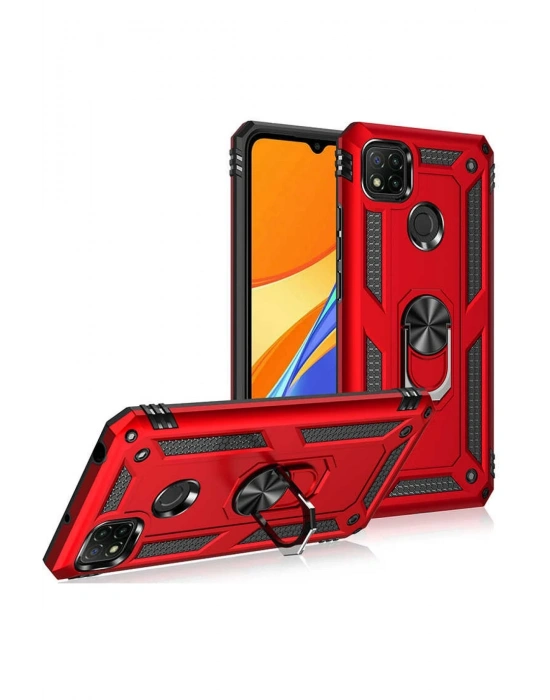 Newface Xiaomi Redmi 9C Kılıf Sofya Yüzüklü Silikon Kapak - Rose