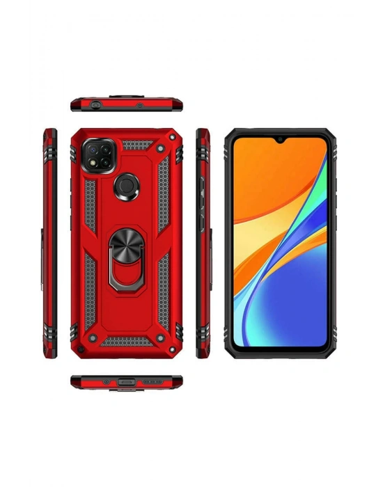 Newface Xiaomi Redmi 9C Kılıf Sofya Yüzüklü Silikon Kapak - Rose
