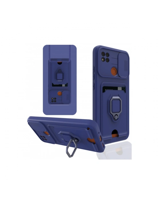 Newface Xiaomi Redmi 9C Kılıf Zuma Kartvizitli Yüzüklü Silikon - Lacivert