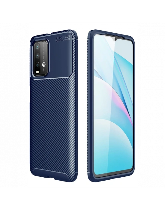 Newface Xiaomi Redmi 9T Kılıf Auto Focus Karbon Kapak - Lacivert