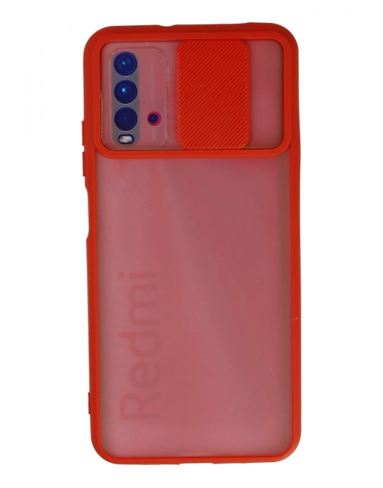 Newface Xiaomi Redmi 9T Kılıf Palm Buzlu Kamera Sürgülü Silikon - Kırmızı