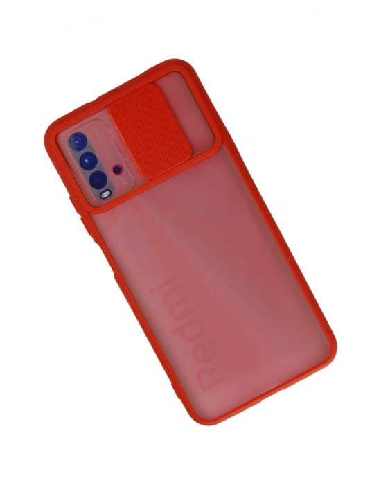 Newface Xiaomi Redmi 9T Kılıf Palm Buzlu Kamera Sürgülü Silikon - Kırmızı