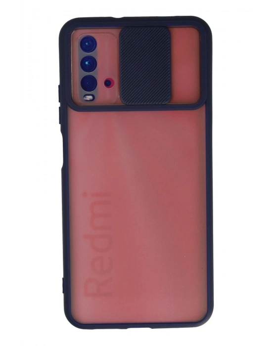 Newface Xiaomi Redmi 9T Kılıf Palm Buzlu Kamera Sürgülü Silikon - Lacivert